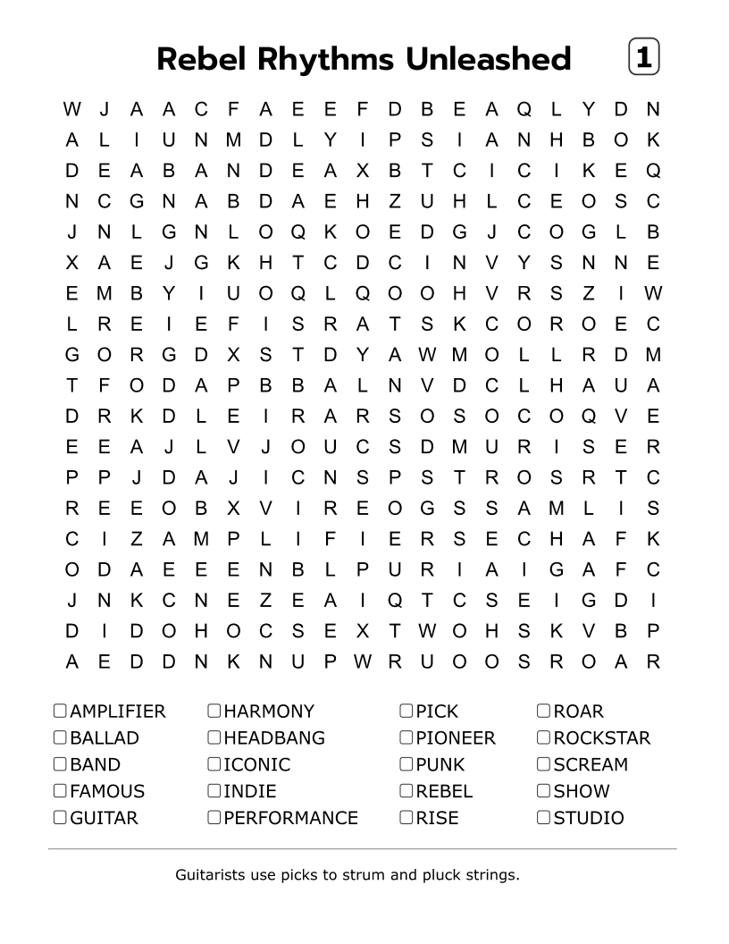 Word Search for Music Lovers: 100 Puzzles with Fun Facts - Inside Image 1