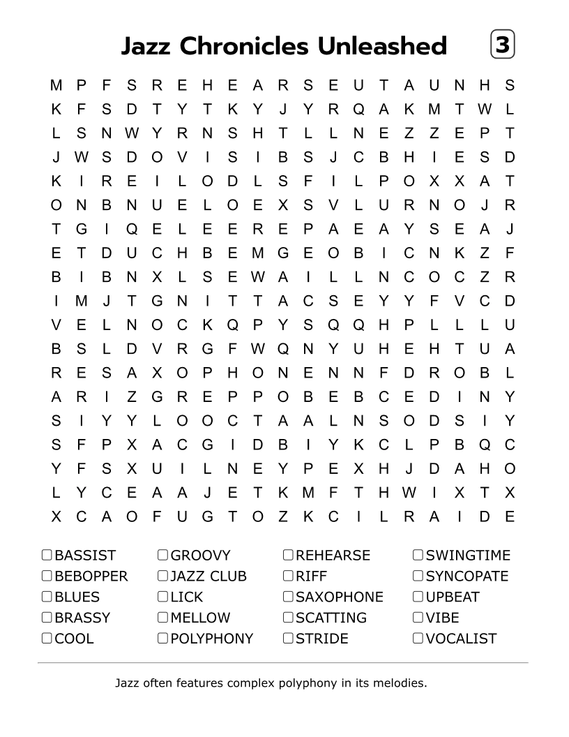 Word Search for Music Lovers: 100 Puzzles with Fun Facts - Inside Image 2